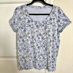 J. Jill Everyday Cotton Top Floral Cuffed Sleeves Women’s XS